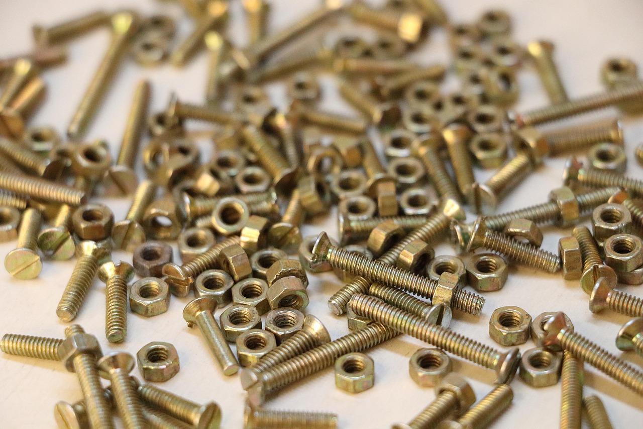 nuts and bolts, bolt, screws, metal screw