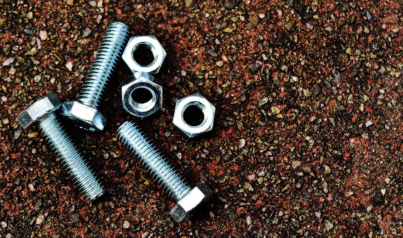screws, nuts, hex bolt, construction material, silver