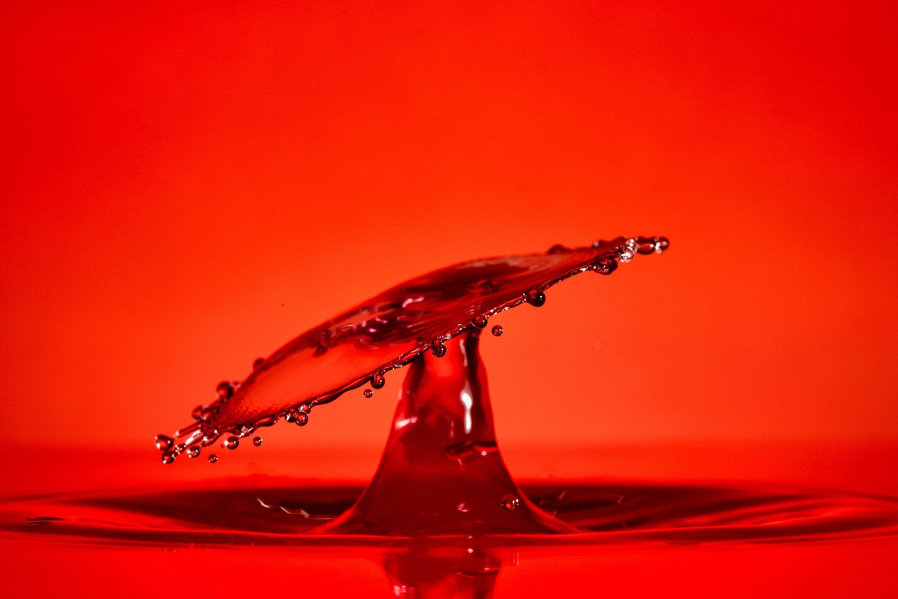 red, drop, splash, impact, nature, ripples, water, ripple effect, waves, macro, drip, liquid, surface tension, surface, water surface, droplet