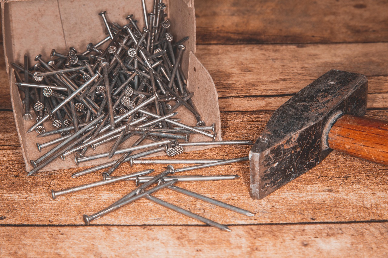 nails, flat head, stole, industry, metal, glittering, tool, hardware, iron, metallic, repair, building, equipment, renovation, diy, connect, craft, hammer, wood, attach, carton, box