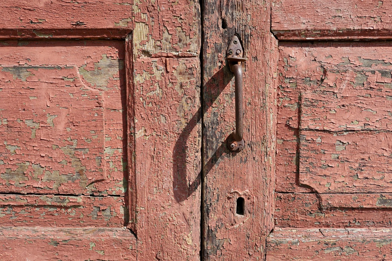 front door, weathered, wood, wooden door, old, door, fitting, door lock, door handle, handle, door fitting, grain, structure