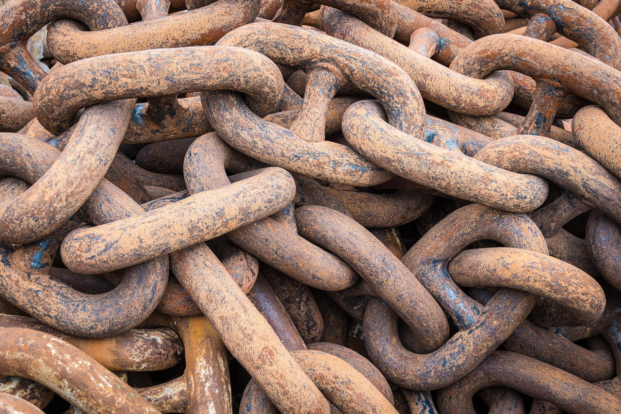 chain, industrial, steel, scrap, mooring, lifting, strength, strong, metal, heavy duty, brown metal, brown industry