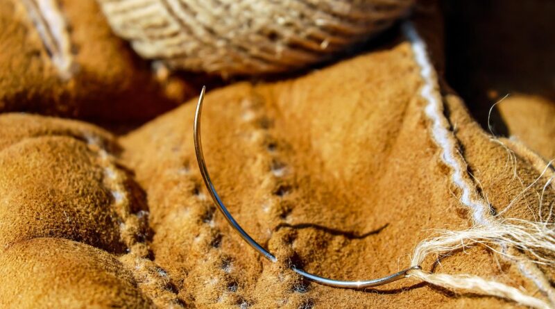 needle, circular needle, metal, line, leather, sew, leather, leather, leather, leather, leather