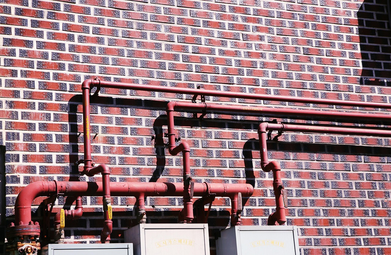 pipe, line, house, iron pipes, vent pipe, red, wall, brick, shape, landscape, village, republic of korea, pipe, pipe, pipe, pipe, pipe