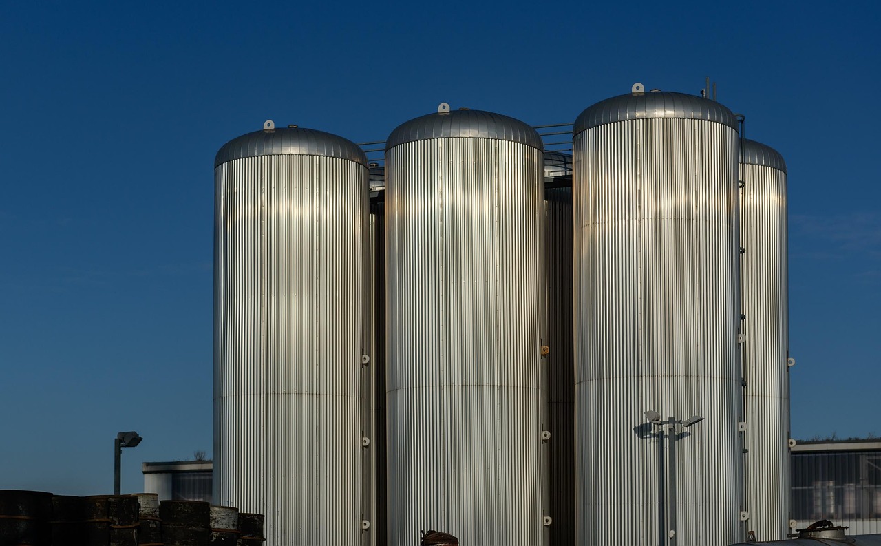 silo, tanks, blue sky, blue, heaven, aluminum, industry, silo, silo, silo, silo, silo