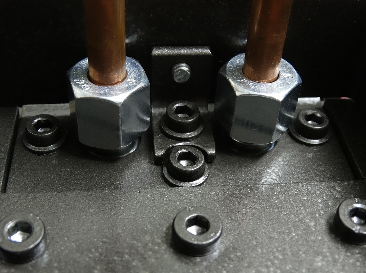screw connection, screws, technology, metal, iron, copper pipes