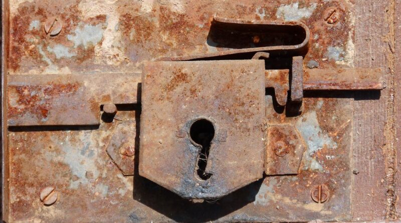 lock, bolt, door, mechanism, old, blocking, wall, home